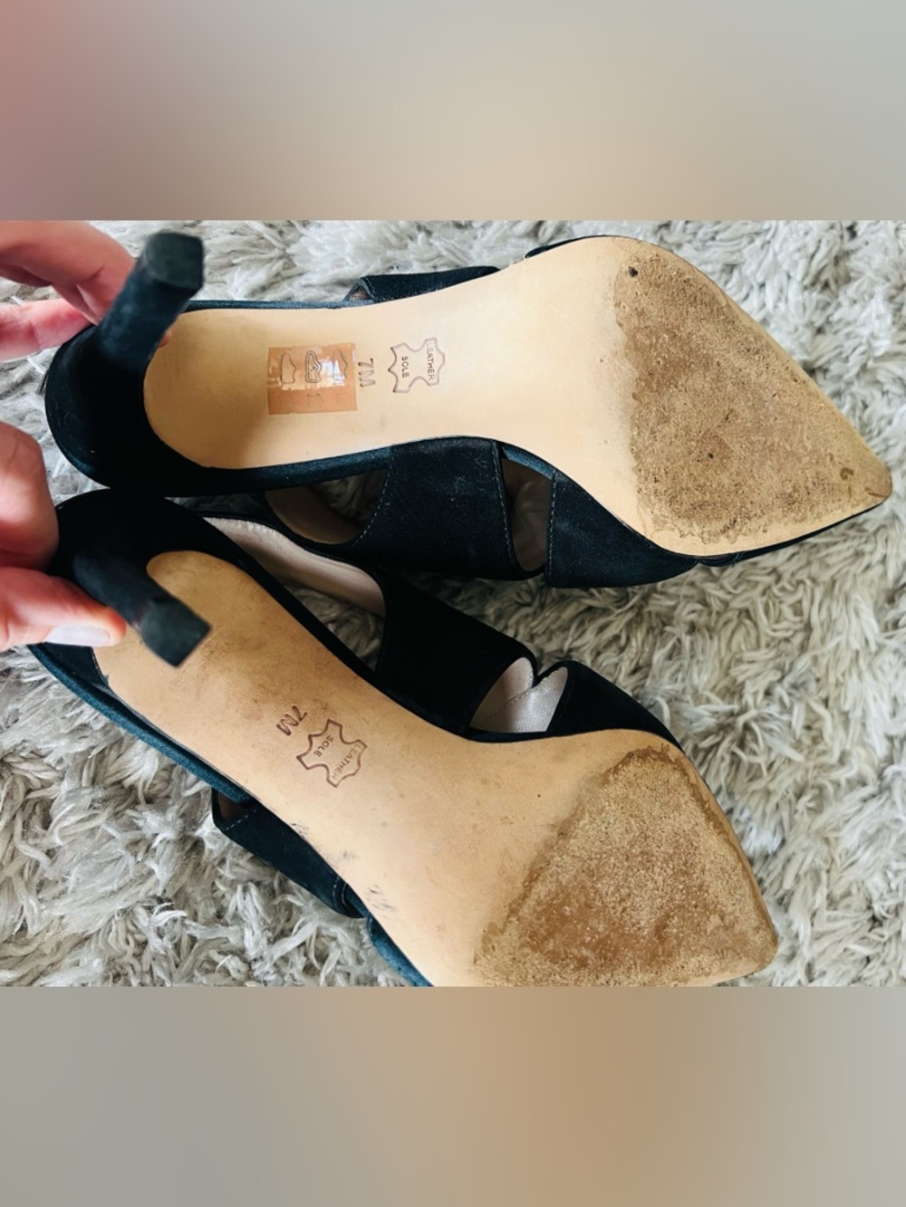 Tory Burch Black Suede and Satin Slingback Sandals - Picture 3 of 6